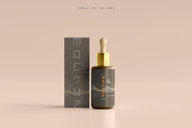 Flacone e scatola contagocce cosmetici mockup