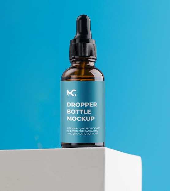 Cosmetic dropper bottle mockup design psd