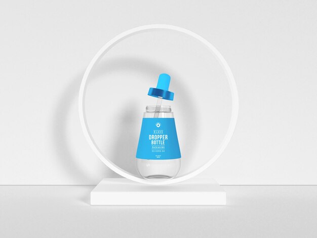 Cosmetic dropper bottle packaging mockup