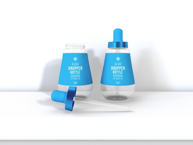 Cosmetic dropper bottle packaging mockup