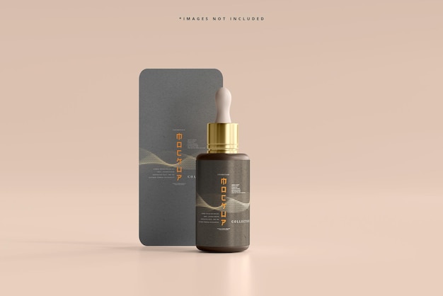 Cosmetic dropper bottle with vertical card mockup