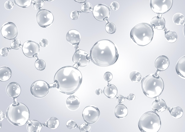 Cosmetic essence liquid bubbles molecules antioxidant of liquid bubbles on the background