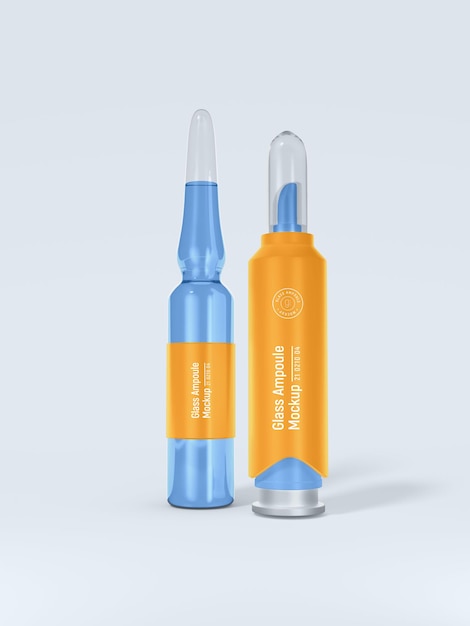 Cosmetic Glass Ampoule Bottle Branding Mockup