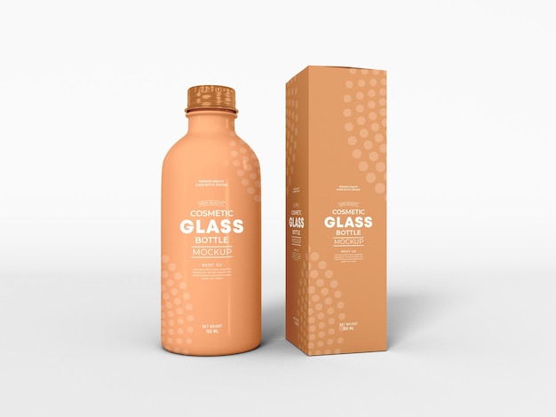 Cosmetic glass bottle packaging mockup