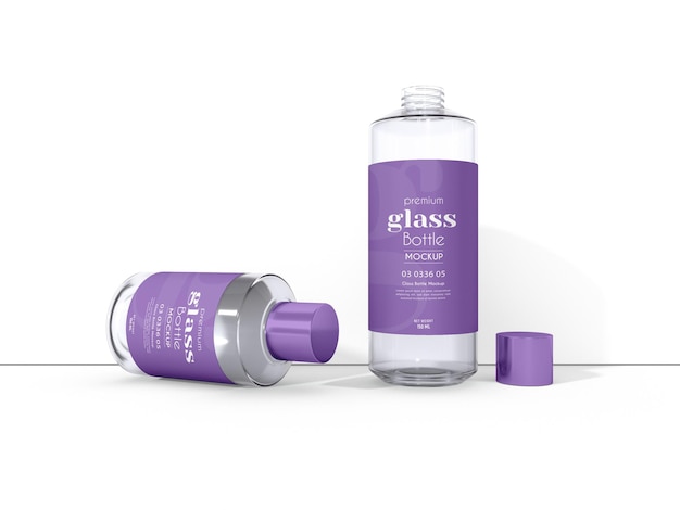 cosmetic glass bottle packaging mockup
