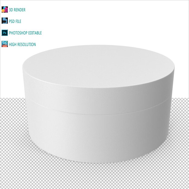 PSD cosmetic jar 3d render psd