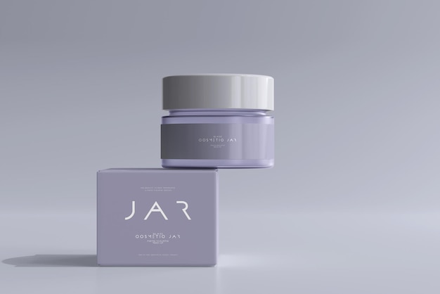 Cosmetic jar and box mockup