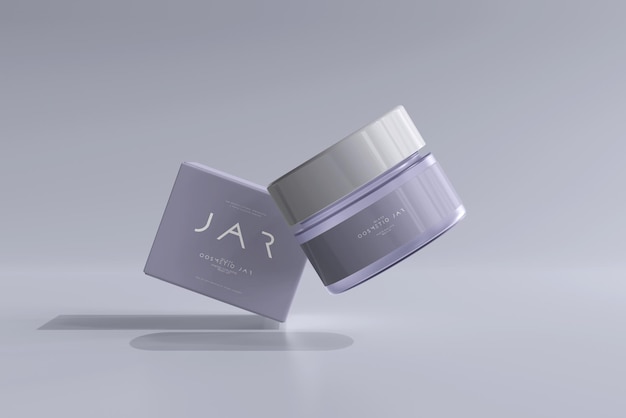 Cosmetic Jar and Box Mockup