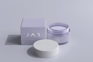 PSD cosmetic jar and box mockup