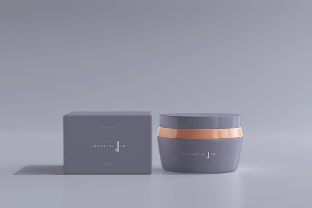 Cosmetic jar and box mockup