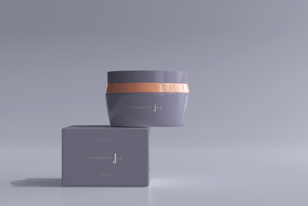 Cosmetic jar and box mockup