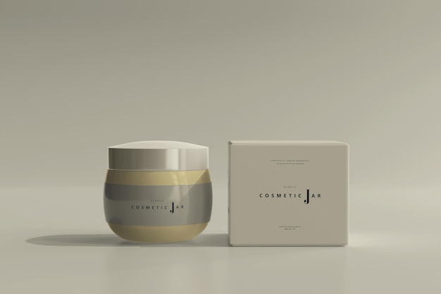 cosmetic jar and box mockup