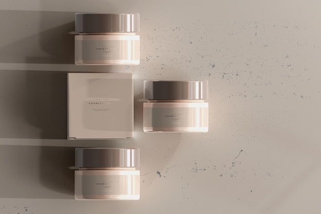 PSD cosmetic jar and box mockup