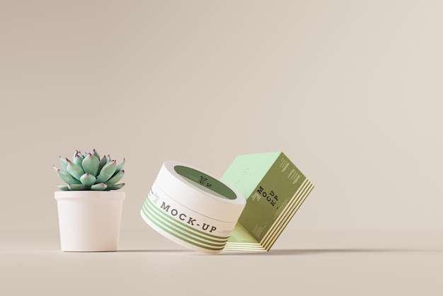 Cosmetic jar mockup scene