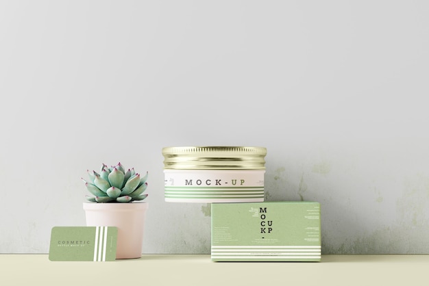 Cosmetic jar mockup scene