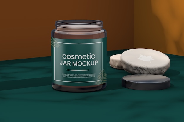 Cosmetic Jar mockup with logo mockup