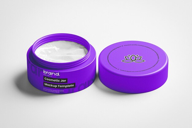 PSD cosmetic jar mockup with opened cao