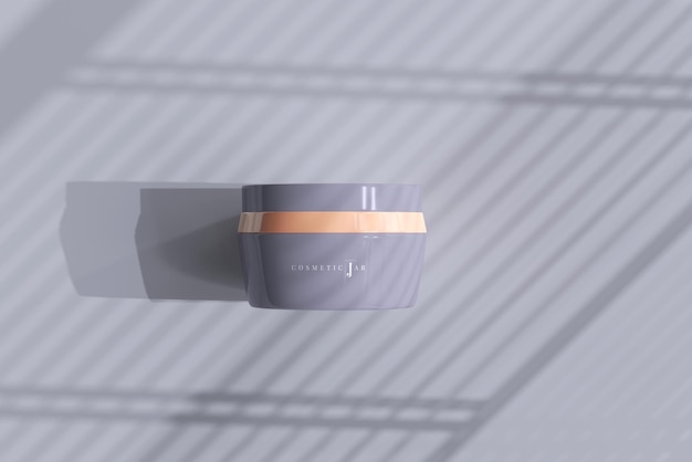 cosmetic jar mockup with shadows