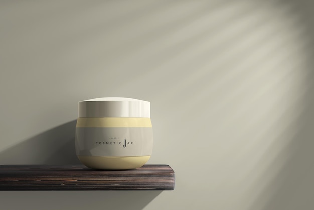 Cosmetic Jar Mockup with shelf