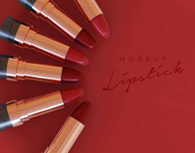 PSD rossetto cosmetico e mockup di sfondo