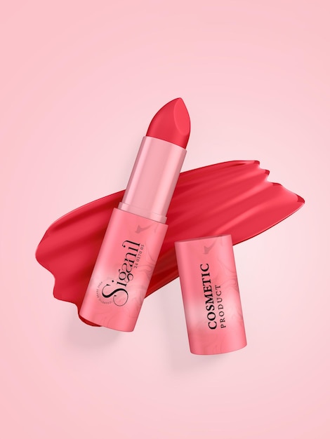 PSD cosmetic lipstick branding mockup