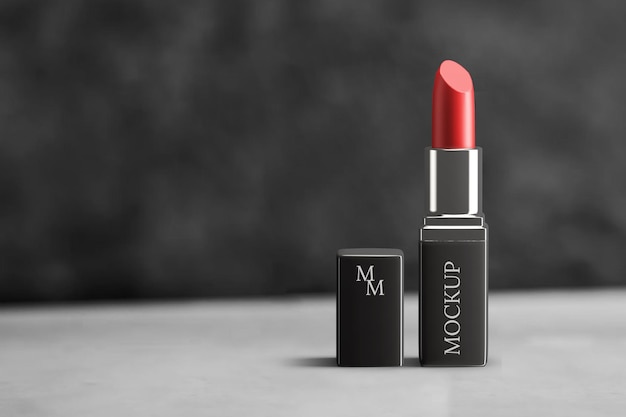 PSD cosmetic lipstick makeup packaging mockup isolated