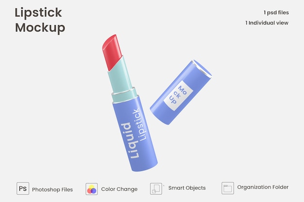 Cosmetic lipstick makeup packaging mockup with lid isolated premium psd