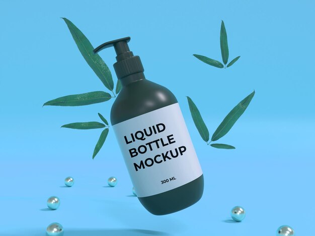 Cosmetic liquid bottle 3d mockup design