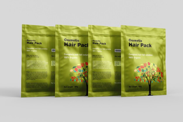 PSD cosmetic matt hair pack mockup