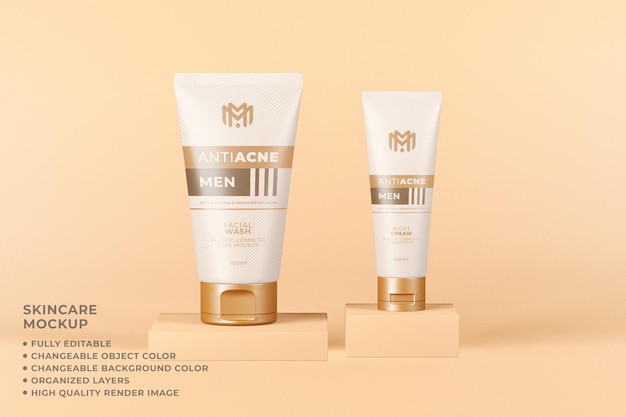 Cosmetico mockup tube packaging skincare colore variabile