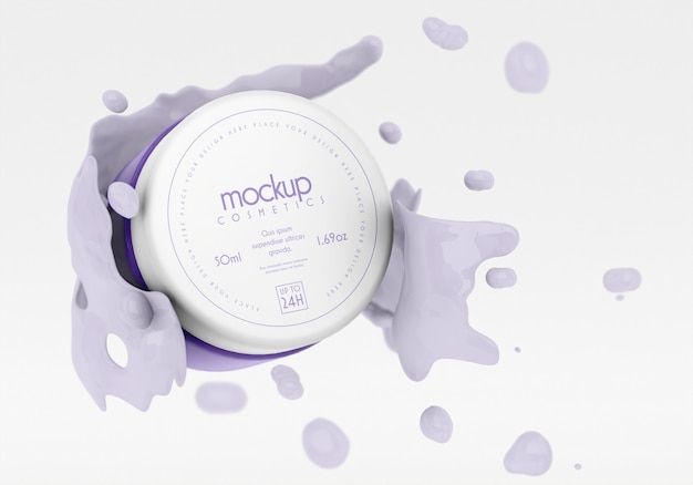 Mockup di packaging cosmetico con effetto liquido