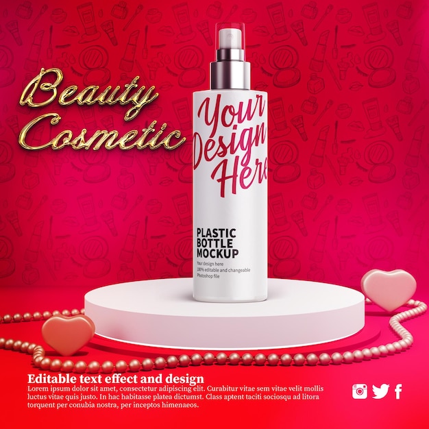 Cosmetic product bottle label mockup