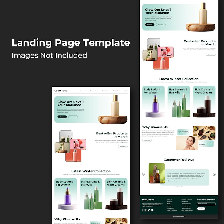 PSD cosmetic product landing page template