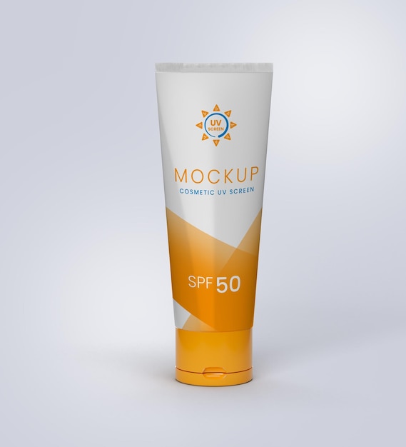 PSD cosmetic product mockup sunscreen isolated on white background 3d render