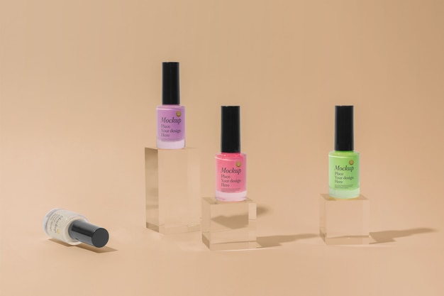 PSD cosmetic product mockup with pastel colors