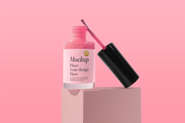 PSD cosmetic product mockup with pastel colors