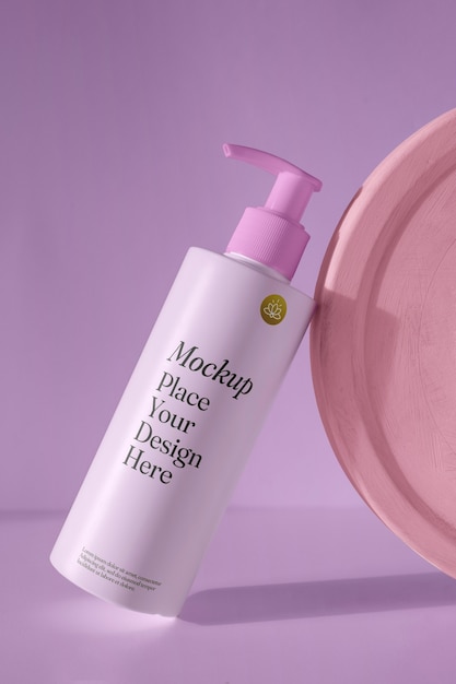 PSD cosmetic product mockup with pastel colors