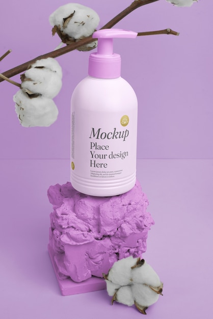 PSD cosmetic product mockup with pastel colors