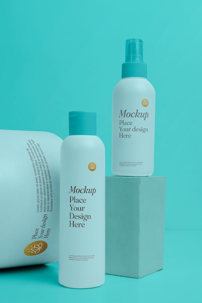 Mockup di prodotti cosmetici con colori pastello