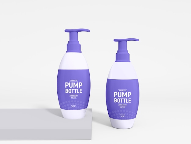 Cosmetic product pump bottle mockup template