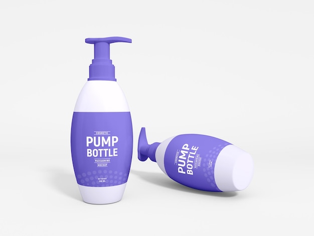 Cosmetic product pump bottle mockup template