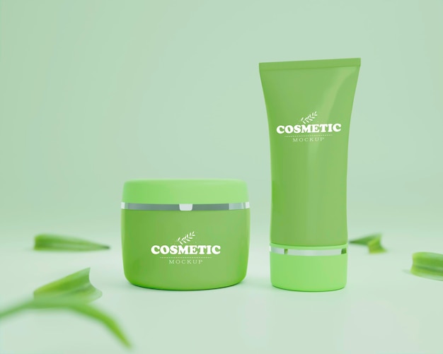 PSD cosmetic products assortment mockup