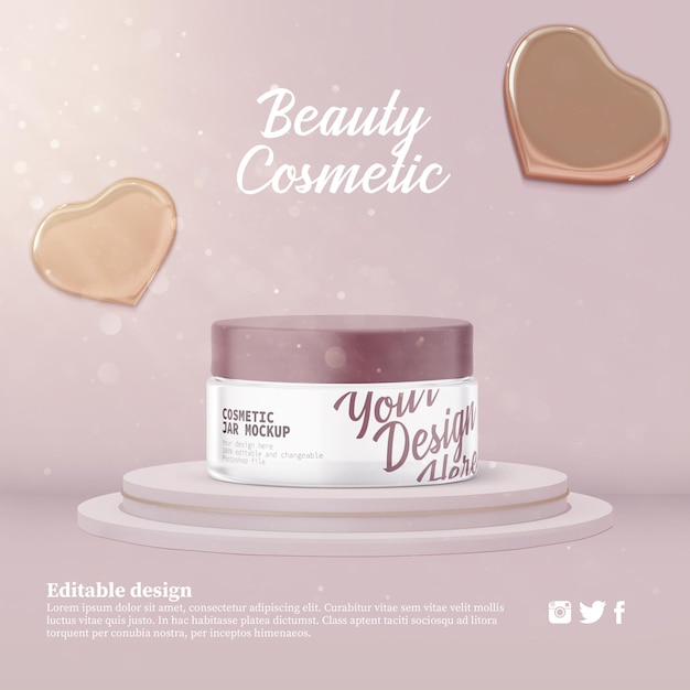 Mockup di vetrina di prodotti cosmetici