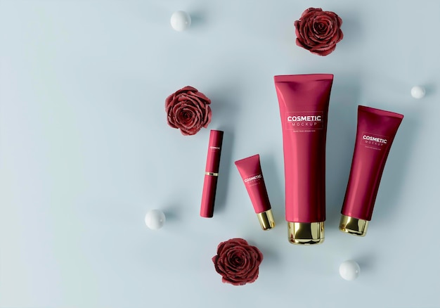 Cosmetic products with spheres and flowers