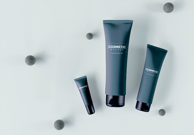 Cosmetic products with spheres and leaves