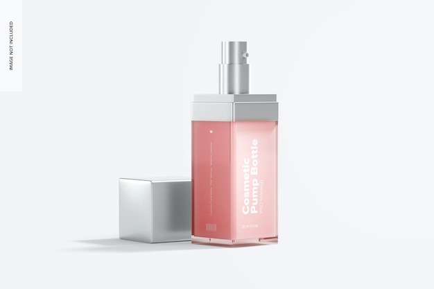 Cosmetic Pump Bottle Mockup, Opened