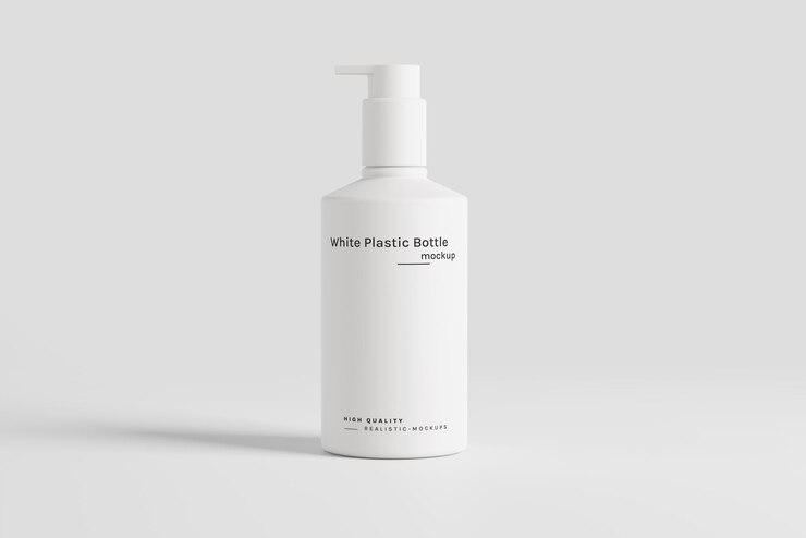 マットプラスチックで作られたポンプボトルを特徴とする化品ポンプボトルのモックアップセット