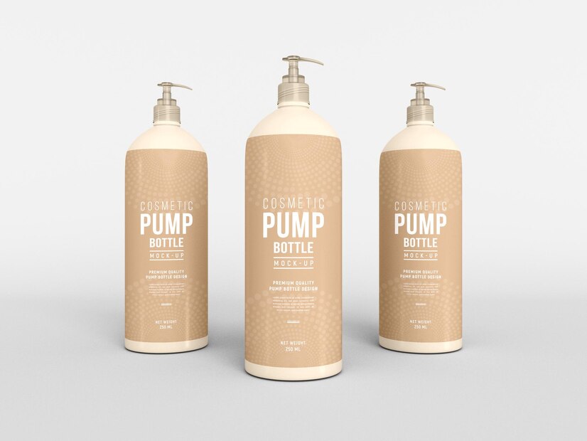 Premium PSD | Cosmetic pump bottle packaging mockup