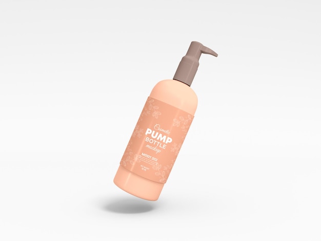 Cosmetic pump bottle packaging mockup