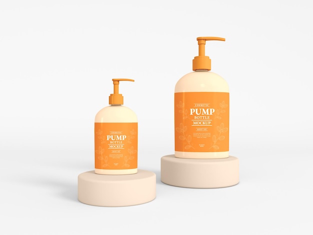 Cosmetic Pump Bottle Packaging Mockup